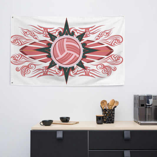 Volleyball Tribe Pink Flag
