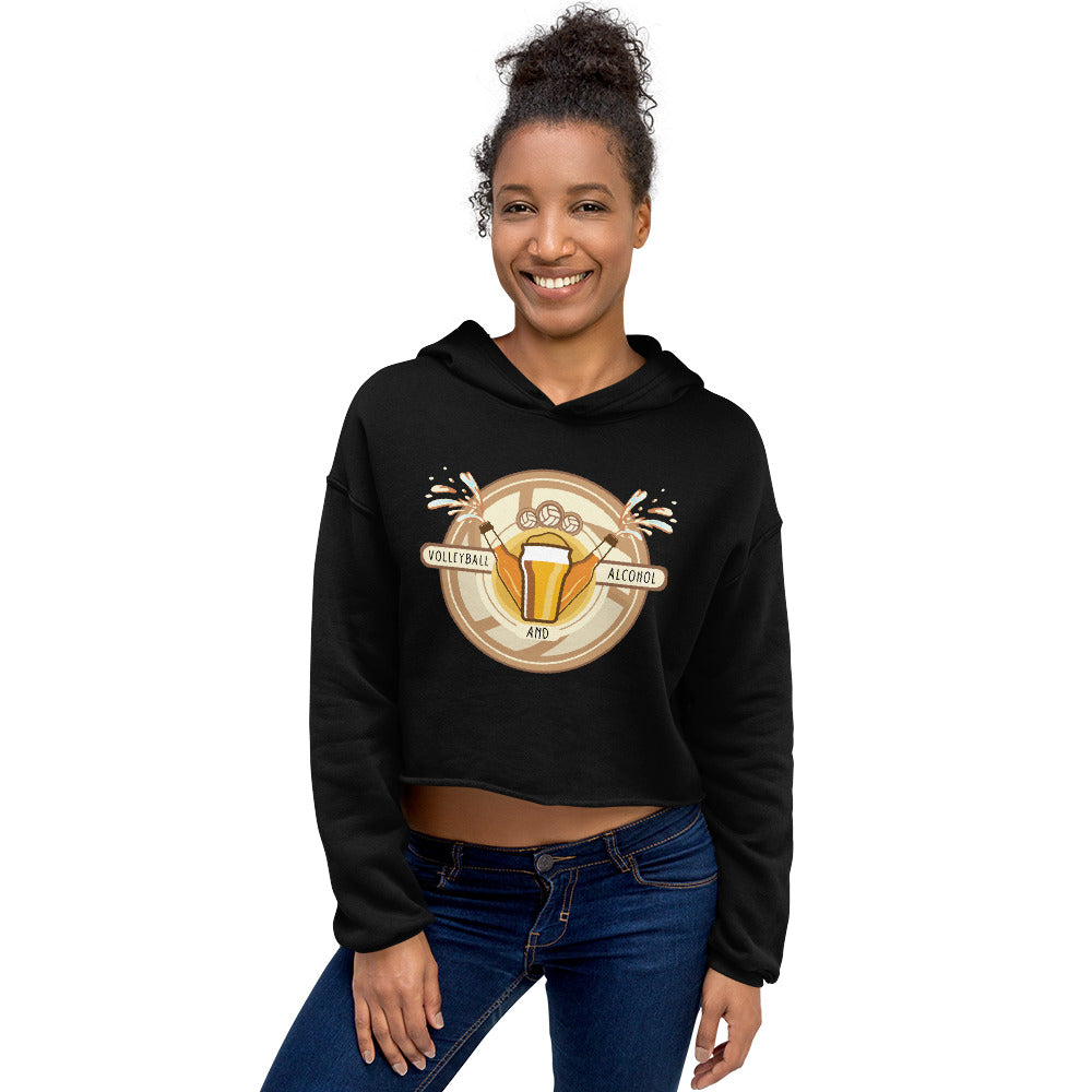 Volleyball and Alcohol Crop Hoodie
