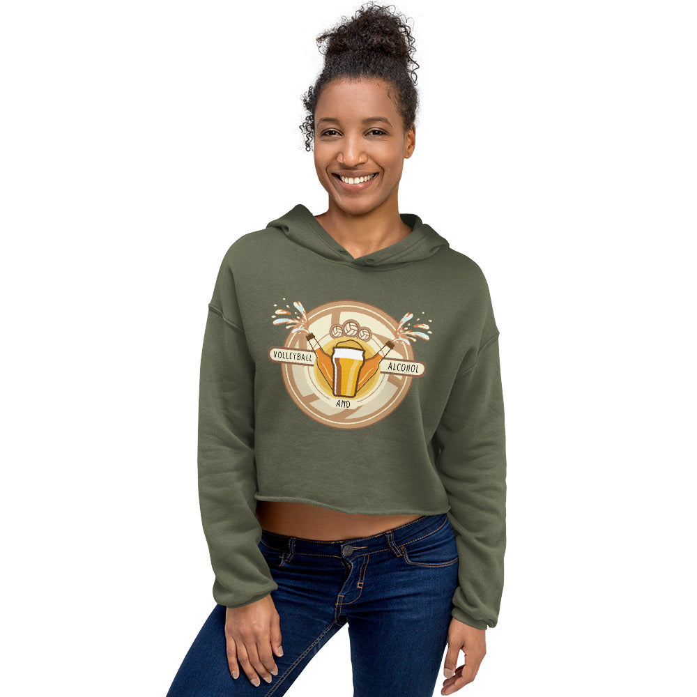 Volleyball and Alcohol Crop Hoodie