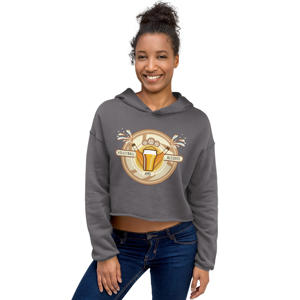 Volleyball and Alcohol Crop Hoodie