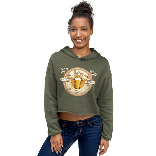 Volleyball and Alcohol Crop Hoodie